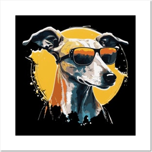 Whippet in Sunglasses A Stylish and Playful Design for Dog Lovers Posters and Art